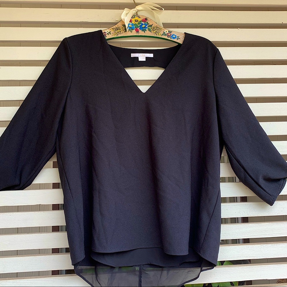 3/4 Black Blouse with back cutout